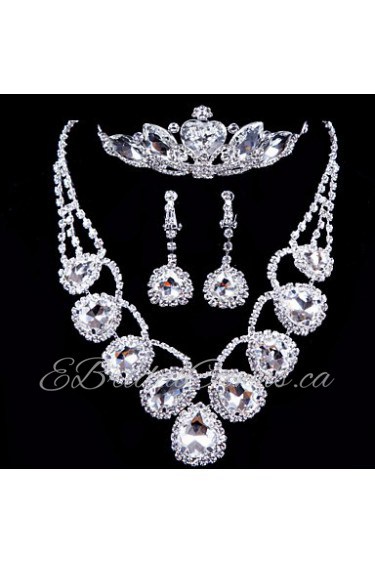 Shine Ladies'/Women's Alloy Wedding/Party Jewelry Set With Rhinestone