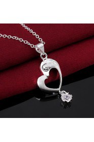 Cremation Jewelry 925 sterling silver Heart with Zircon Pendant Necklace for Women (