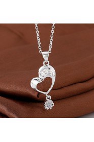 Cremation Jewelry 925 sterling silver Heart with Zircon Pendant Necklace for Women (