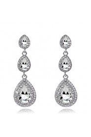 Luxury Drops Shape Cubic Zrconia Crystal Drop Earrings Jewelry for Lady(6*1.9cm)