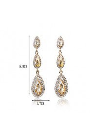 Luxury Drops Shape Cubic Zrconia Crystal Drop Earrings Jewelry for Lady(6*1.9cm)