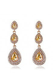 Luxury Drops Shape Cubic Zrconia Crystal Drop Earrings Jewelry for Lady(6*1.9cm)