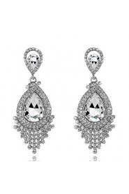 4 Color Available Drops Shape Cubic Zrconia Crystal Drop Earrings Jewelry for Lady(2.6*6.5cm)