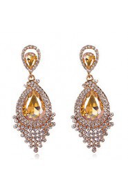 4 Color Available Drops Shape Cubic Zrconia Crystal Drop Earrings Jewelry for Lady(2.6*6.5cm)