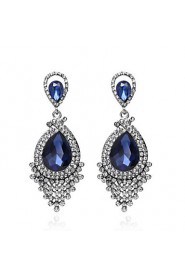 4 Color Available Drops Shape Cubic Zrconia Crystal Drop Earrings Jewelry for Lady(2.6*6.5cm)