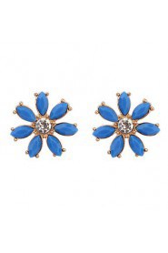 Summer Style Fashion Candy Colored Rhinestones Flower Earrings