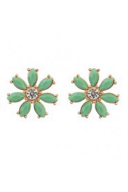 Summer Style Fashion Candy Colored Rhinestones Flower Earrings