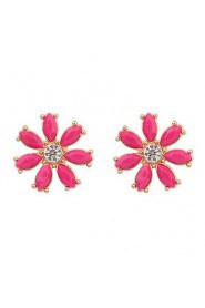 Summer Style Fashion Candy Colored Rhinestones Flower Earrings