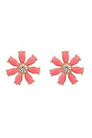 Summer Style Fashion Candy Colored Rhinestones Flower Earrings