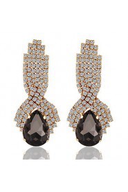 Droplets Rhinestone Bridal Noble Pink Crystal Drop Earrings