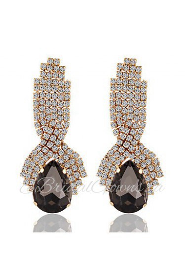 Droplets Rhinestone Bridal Noble Pink Crystal Drop Earrings