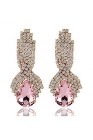 Droplets Rhinestone Bridal Noble Pink Crystal Drop Earrings