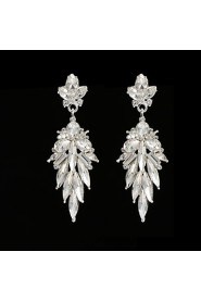 Vintage Women's Earrings Crystal Zircon Diamond Silver Earring For Wedding Bridal