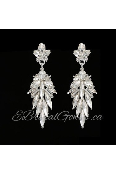 Vintage Women's Earrings Crystal Zircon Diamond Silver Earring For Wedding Bridal