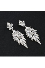 Vintage Women's Earrings Crystal Zircon Diamond Silver Earring For Wedding Bridal