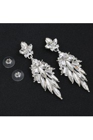 Vintage Women's Earrings Crystal Zircon Diamond Silver Earring For Wedding Bridal