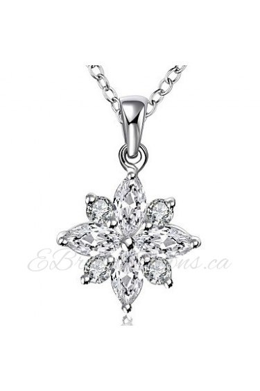 Cremation Jewelry 925 sterling silver Flower with Zircon Pendant Necklace for Women