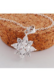 Cremation Jewelry 925 sterling silver Flower with Zircon Pendant Necklace for Women