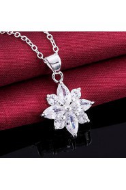 Cremation Jewelry 925 sterling silver Flower with Zircon Pendant Necklace for Women