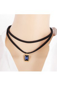 Korean Velvet Ribbon Leather Short Paragraph Clavicle Necklace Retro Green Crystal Pendant Necklace