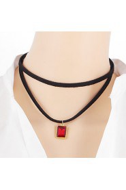 Korean Velvet Ribbon Leather Short Paragraph Clavicle Necklace Retro Green Crystal Pendant Necklace