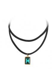 Korean Velvet Ribbon Leather Short Paragraph Clavicle Necklace Retro Green Crystal Pendant Necklace