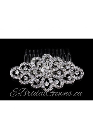 Vintage Wedding Party Bridal Bridesmaid Round Diamond Swirl Bridal Free Hair Comb For Women