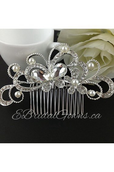 Silver Crystal Butterfly Hair Comb for Wedding Party Hair Jewelry