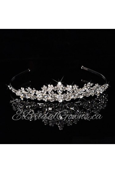 Bridal Crown Silver Tiara Queen Flower Leaf Butterfly Crystal/Diamond Hairclips Headpiece Wedding/Party