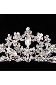 Bridal Crown Silver Tiara Queen Flower Leaf Butterfly Crystal/Diamond Hairclips Headpiece Wedding/Party