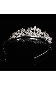 Bridal Crown Silver Tiara Queen Flower Leaf Butterfly Crystal/Diamond Hairclips Headpiece Wedding/Party