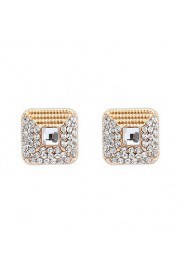 Popular Hip Hop Bling Stud Earrings Brand Women Super Flash Rhinestone Geometric Alloy Earrings