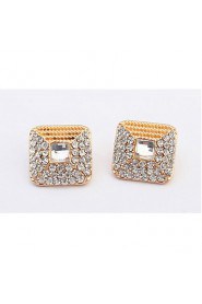 Popular Hip Hop Bling Stud Earrings Brand Women Super Flash Rhinestone Geometric Alloy Earrings