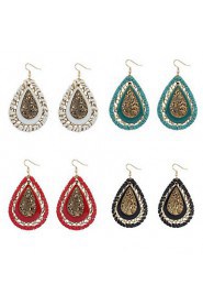 Super Vintage Bohemian Hollow Water Drops Gold Alloy Drop Earrings Braid Women Weeding Jewelry