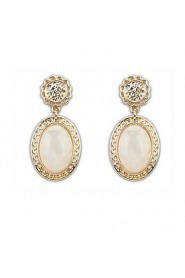 Super Retro Palace Elegant Women 3 Colors Oval Alloy Pierced Drop Earrings