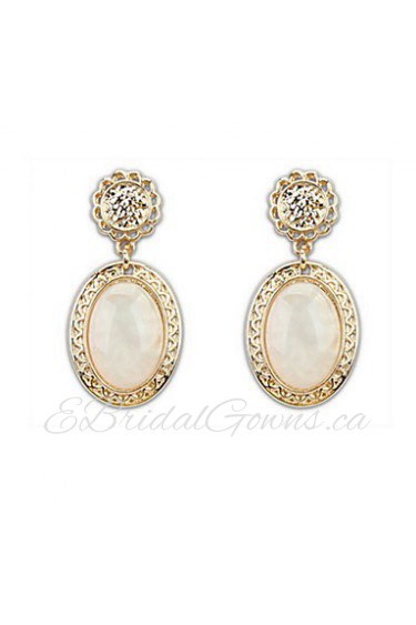 Super Retro Palace Elegant Women 3 Colors Oval Alloy Pierced Drop Earrings