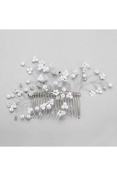 Women's / Flower Girl's Rhinestone / Alloy / Imitation Pearl Headpiece-Wedding / Special Occasion Hair Combs 1 Piece White Round