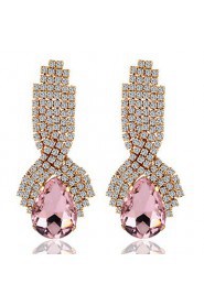 Luxury Drops Shape Cubic Zrconia Crystal Drop Earrings Jewelry for Lady