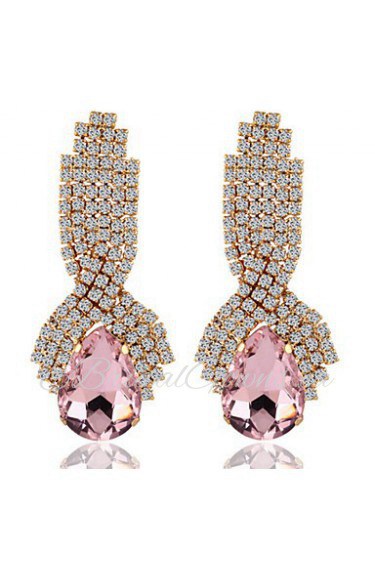 Luxury Drops Shape Cubic Zrconia Crystal Drop Earrings Jewelry for Lady