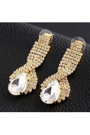 Luxury Drops Shape Cubic Zrconia Crystal Drop Earrings Jewelry for Lady