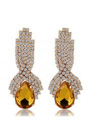 Luxury Drops Shape Cubic Zrconia Crystal Drop Earrings Jewelry for Lady