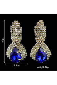 Luxury Drops Shape Cubic Zrconia Crystal Drop Earrings Jewelry for Lady