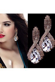 Luxury Drops Shape Cubic Zrconia Crystal Drop Earrings Jewelry for Lady