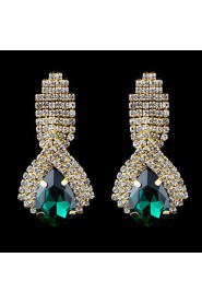 Luxury Drops Shape Cubic Zrconia Crystal Drop Earrings Jewelry for Lady