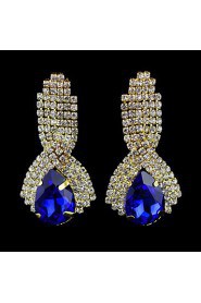 Luxury Drops Shape Cubic Zrconia Crystal Drop Earrings Jewelry for Lady