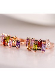 Rainbow Muliticolor AZircon 18k Gold/Silver Hoop Stud Earrings