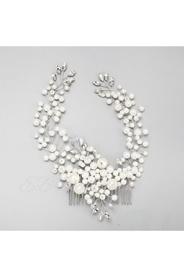 Women's / Flower Girl's Rhinestone / Alloy / Imitation Pearl Headpiece-Wedding / Special Occasion Hair Combs 1 Piece Clear Round