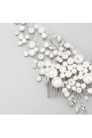 Women's / Flower Girl's Rhinestone / Alloy / Imitation Pearl Headpiece-Wedding / Special Occasion Hair Combs 1 Piece Clear Round