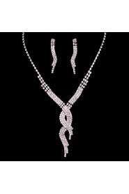 Women's/Ladies' Alloy Wedding/Party Jewelry Set With Rhinestone