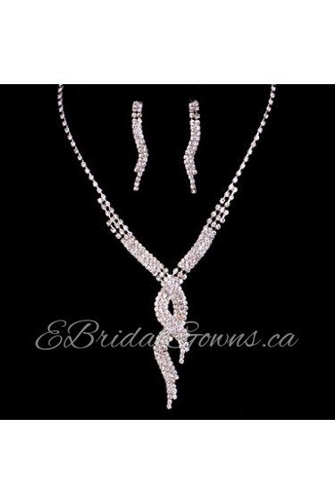 Women's/Ladies' Alloy Wedding/Party Jewelry Set With Rhinestone